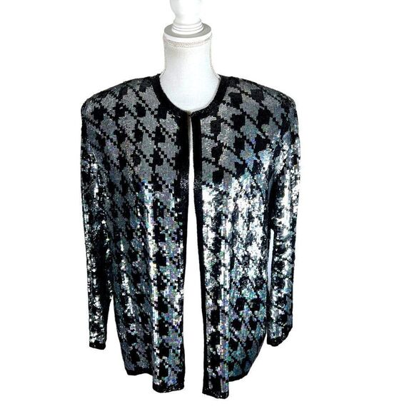 Vintage Fred Hayman Giorgio Beverly Hills Heavily Sequined Open Jacket - Picture 1 of 8